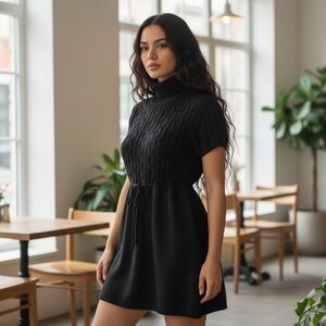 Michele Kors Black Cable Sweater Knit Dress